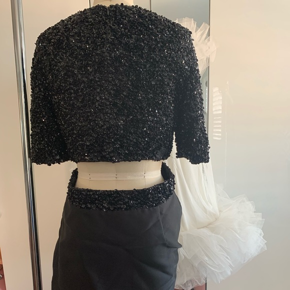 3.1 PHILLIP LIM Black Sequin Embellished Cutout Dress Size 10 Short Sleeve - Picture 8 of 17